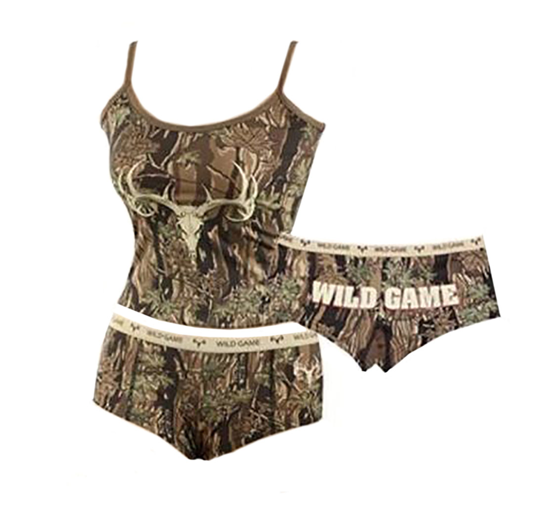 Huntress Sexy Camo Lingerie Set with Camisole and Booty Shorts